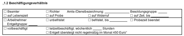 1.2 Formular Beschäftigungsverhältnis